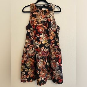 LEIFSDOTTIR Anthropologie Black Floral Dress, Size 12, NWOT